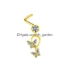 Beaded Color Mixing Fashion Body Piercing Jewelry Y Zircon Gold Eyebrow Bar Lip Nose Barbell Ring Navel Earring Gift Drop D Dhgarden Dhtq9