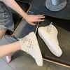 Casual Shoes Woman Footwear High Top Lace Up Platform For Women Mesh Breathable Canvas Comfortable And Elegant Vulcanized Shoe A