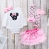 Nieuwe lente- en herfstbaby Baby Lange mouw Romper roze half rokset Fashion baby kleding