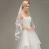Bridal Veils 1.5 Meters Ivory White Two Layers Soft Tulle Lace Edge Wedding With Comb Accessories Real Picture