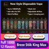 Breze Stiik Puff 10000 Vaper 10000 Puff使い捨てベイプペン10kパフ蒸気キングマックス10kパフ20mlプレフィルドカートリッジポッド蒸気850mah充電式12フレーバー蒸気