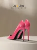 Sukienka buty różowe obcasy kobiety nocne klub sexy pompki jasne patet singiel na sumer wiosenny biuro sandały lady