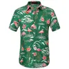 Męskie letnią koszulę z krótkim rękawem z Flamingo Hawaiian Beach Casual High Quality 240415