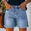 Pocket jeans denim zomers shorts voor vrouwen vrouwelijk gat bodem casual gebroken stijl pantalones de mujer 240415