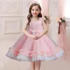 Robes de fille robe princesse Elegant broderie perle baptême blanc tutu costume de fête de soirée fleurisée fille de demoiselle d'honneur filles