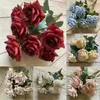 Decorative Flowers 55cm Rose Pink Silk Peony Artificial Bouquet 9 Big Heads Fake For Home Wedding Decoration Indoor