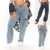 Dames jeans dames hoge taille straat losse laadbroek zakken broek broek fundamentele workoutzak