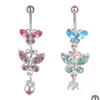 Navel Bell Button Rings Yyjff D0108 Bowknot Belly Ring Mix Colors Drop Leverans smycken Body DHDPX