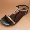 Sommer Frauen Beach Kristall Sandalen Lady Shining Diamant Peep Zehenschuhe Mujer Original Design Boho Slipper Plus Größe 240402