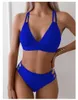 Swimwear féminin Sexy Femmes Bikini sets de maillot de bain deux pièces Summer Hollow Out Set en V-Neck Suspender sans