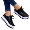 Casual schoenen vrouwen ademende gevulkaniseerde sport mode lint ronde hoofd dikke zool plus mize 35-43