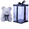 Decorative Flowers Artificial 25cm Rose Bear With Box Girlfriend Anniversary Christmas Valentine's Day Gift Decoration For Weddi