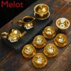 Teaware Sets Luxury Silver Plated Tea Set Oil Drops Enameled Cast Iron Complete Ceramics Household Sterling Cup Art