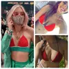 Kvinnors badkläder 2024 Sexig virkning Baddräkt Strawberry Bandage Crop Top Women Camis Summer Handmade Knit Tank Beach Bikini BH
