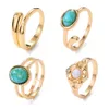 Alloy Inlaid Color Retaining Ring, Artistic Style, Fashionable and Minimalist Ring Combination, 4-piece Set