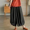 Женские брюки хлопковые льняные фонарь женщины летнее эластичная талия свободная повседневная корейский стиль хараджуку винтажные брюки одежда z489