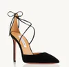 صندل Aquazzura Tlinda Strappy Stiletto Sandals High High Clip-On Peep Toes Dress Shoes Women Luxury Designer Bress