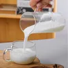 Manuel lait frother verre lait mousse de café en verre en verre en maille française cafetière