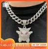 Hip Hop Iced Out Gengar Bling Ghost Ally Gold Silver Color Pendant Collier For Men Women Jewelry With Chains2527686