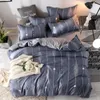 Bedding Sets Simple Fashion 2024 Set 5 Size Grey Blue Flower Bed Sheets 4pcs/set Cover Linen Side Pastoral AB Duvet Sheet