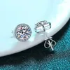Stud Earrings Vintage Rose Gold Silver Color 6MM Crystal Stone White Zircon Classic Four Claw Round For Women