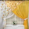 Curtain Design 2Pcs Crossed Sheer Daisy Print Triangle Short Valance For Living Room Voile Farmhouse Window Drapery