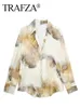TRAFZA Spring Print Blouse Skirt Sets For Women Tie Dye Long Sleeve Shirts Top Slim Midi Skirts Suit Fashion Streetwear 240407