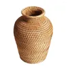 Vases Rattan Vase Desktop Adornment Pot Flower Vessel Dry Container Home Decor Office Pots