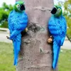 Estatuetas decorativas resina criativa colorido parrot estátua parede suspensa escultura de animais para decoração de jardim de escritório em casa gota de ornamento