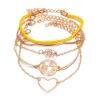 New Fashionable Popular Hollow Rose Love Earth Five Piece and Bracelet Set