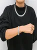 Mode hiphop halsband män designer armband 14mm kubansk länk kedja real guldplätering halsband 16182022224 tum rappare diamant5446000