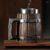 Kubki Viking Kubek N0rdic Rune Piwo Puchar Whisky Barrel Drewniany Prezent Kawy dla mężczyzn Pijący 600 ml