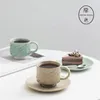 Cups Saucers Handmade Coarse Pottery Coffee Cup With Dish Set Household Ceramic Mug Couple's European Style