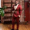 Costumes masculins Red Satin mariage Suit des hommes 2 pièces Set Business Blazer Pantal