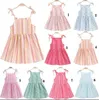 Vestidos de sol casuais de verão Spaghetti Strap Kids Cotton Strap Dress Salia bebê Baby Floral Stripe Princesa Tutu Vestidos