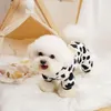 Dog Apparel Cute Pet Jumpsuit With Ear Hat Fashionable Leopard Print Winter Warmth Plush Stylish For Weather