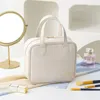 Cosmetic Bags Zipper PU Leather Bag Handbag Letter Small Square Toiletries Organizer Korean Style Travel Wash Female/Girls