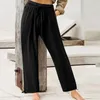 Damesbroek Pant Casual losse hoge taille katoenen linnen wijd been lang met zakken pantalon femme spidnie dresowe damskie