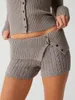 Женские шорты 2024 Мода летняя повседневная пижама сплошная кнопка кабеля кабель кабель вязаной лаундж