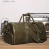 Bolsas de fraldas Bolsa de viagem de couro de primeira camada vintage para homens de grande capacidade para o fim de semana da bolsa de viagem à mão Bolsa Crossbody Crossbody L410