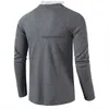 Mens T-Shirts 21420 Fashion Fine Plaid Long Sleeves Soft Us Size S-2Xl Solid Color Round Neck Casual Fitness Men Gray Tops Pullover