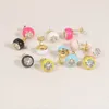 Stud Earrings Delicate 10mm Colorful Enamel Paved White Cubic Zirconia Gold Plated Color Cute Earring For Women Fashion Jewelry