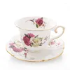 Cups Saucers European Luxury Vintage Tea Cup English Royal Classic Bone China en Saucer Sets keramische bloemen Tazas Cafe Drinkware