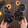 Slipper Children Slippers Girls Wearing Soft Soled Slippers Outside Cute Bow Anti Slip Bathroom Slippers Contrast Color Kid Slippers T240415