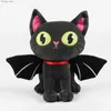 Plüschpuppen 28 cm Black Batcat Halloween Tierplüschspielzeug lustiger Spielzeugpuppen Jungen und Mädchen Begleiter Spielzeug Weihnachten und Halloween Geschenke Y240415