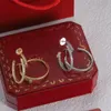 2024 Earring Designer for Women Studs Luxury Gold Heart Shaped Pearl Crystal Gold Double Letter Jewelry Classic-
