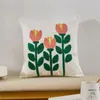 Pillow Embroidery Flower Office Cover 45x45cm Sunflower Plant Cotton Throw Case Home Decoration Living Room Bedroom Sofa