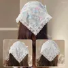 Scarves Embroidered Flower Lace Triangle Scarf Small Shawl Hijab Neckerchief Solid Crochet Head Bandana Headwraps Color Neck S3Y3