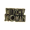 Lettre de couleur noire ronde de la sorcière vintage broches en émail épingle pour femmes robe de mode manteau