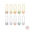 Stud Aide 925 Sterling Silver Colorful Zircon Mosaic Safety Pin Earrings For Women Rainbow Crystal On Ear Studs Fine JewelryStud2082565